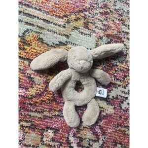 Jellycat Blue Bashful Bunny Rabbit Ring Rattle Plush Comforter Baby Soft Toy
